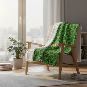 Custom Family Name Blanket with Strawberry Leaves 