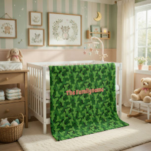 Custom Family Name Blanket with Strawberry Leaves 