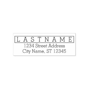 Custom Family Name Border & Return Address /Stymie Self-inking Stamp