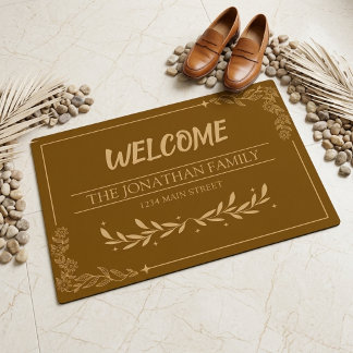 Custom Family Name Botanical Doormat