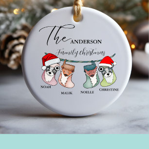 Custom family name christmas family gift  ceramic ornament