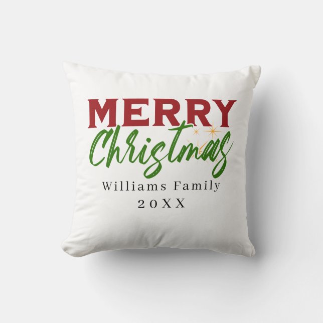 Custom Family Name Christmas Pillow (Front)