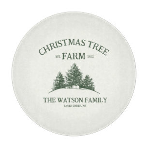 Custom Family Name Christmas Tree Farm Retro Cutting Board