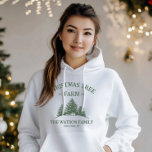 Custom Family Name Christmas Tree Farm Retro Hoodie<br><div class="desc">Stay cozy and festive with our custom holiday hoodie! Featuring your family name and a retro Christmas tree farm design in sage green,  it's perfect for chilly winter days and holiday gatherings.</div>