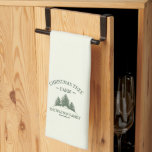 Custom Family Name Christmas Tree Farm Retro Kitchen Towel<br><div class="desc">Add a festive flair to your kitchen with this custom holiday towel! Featuring your family name and a retro Christmas tree farm design in sage green, it's perfect for holiday cooking and cozying up your space.</div>
