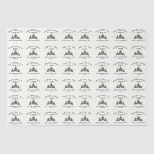 Custom Family Name Christmas Tree Farm Retro Tissue Paper (Front)