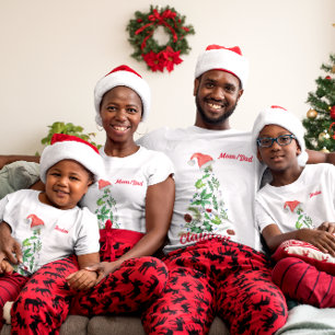 Custom Family Name Christmas Tree Santa T-Shirt