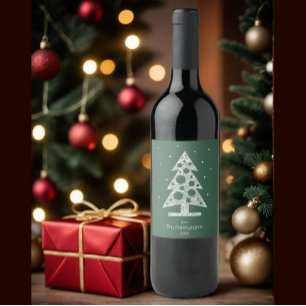 Custom Family Name Christmas Wine Label 