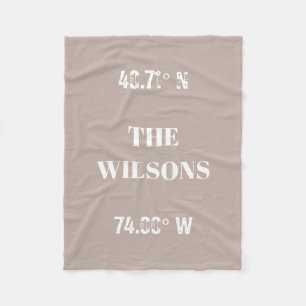 Custom Family Name Coordinates Fleece Blanket