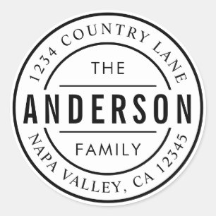 Custom Family Name   Create Your Own Return Addres Classic Round Sticker