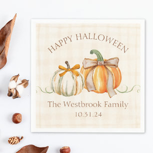 Custom Family Name Cute Pumpkin Halloween Party Napkin