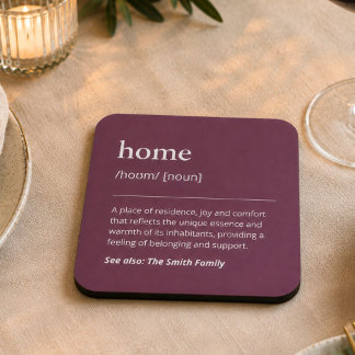 Custom Family Name Elegant Deep Purple Bold Coaster