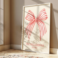 Custom Family Name Est Date Coquette Red Bow