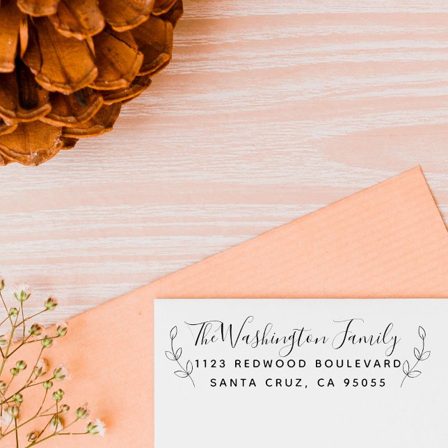 Custom Family Name Hand-Lettered Script & Address Self-inking Stamp (Creator Uploaded)