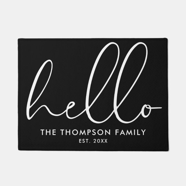 Custom Family Name Hello Welcome Doormat (Front)