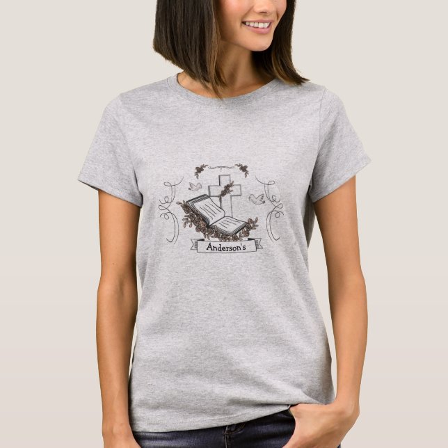 Custom Family Name Holy Bible T-Shirt (Front)