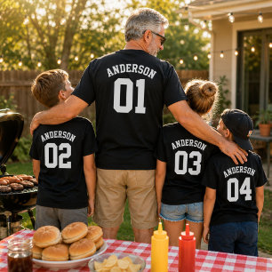 Custom Family Name Kids Grandpa Jersey  T-Shirt