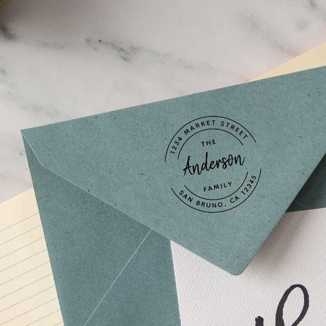 Custom Family Name | Modern Return Address Rubber Stamp (Creator Uploaded)
