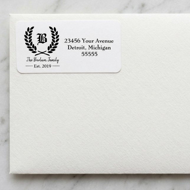 Custom Family Name Monogram Address Labels (Family Name Monogram Address Labels)