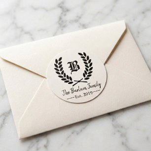 Custom Family Name Monogram Classic Round Stickers