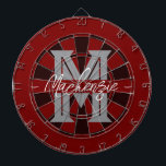Custom Family Name Monogram Gray Dartboard<br><div class="desc">Gray background with monogram and family name in center of the board. Other colors available in the shop.</div>