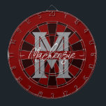 Custom Family Name Monogram Gray Dartboard<br><div class="desc">Gray background with monogram and family name in center of the board. Other colors available in the shop.</div>