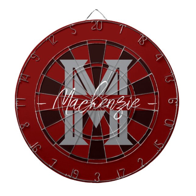 Custom Family Name Monogram Gray Dartboard (Front)