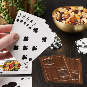 Custom Family Name On Chic Mahogany Wood Grain Playing Cards