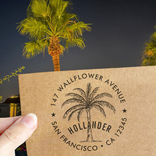 Custom Family Name Palm Tree Return Address Self-inking Stamp