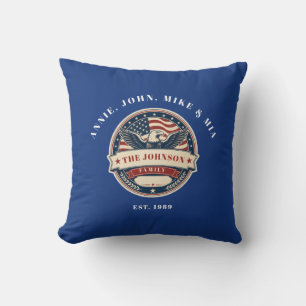 Custom Family Name Patriotic Eagle Family Throw Pi Pillow