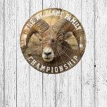 Custom Family Name Personalized Big Sheep Photo Dartboard<br><div class="desc">Add your family name,  and easily create your personalized family name dartboard. Click the PERSONALIZE button to change the text colour.</div>