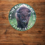 Custom Family Name Personalized Bison Photo Dartboard<br><div class="desc">Add your family name,  and easily create your personalized family name dartboard. Click the PERSONALIZE button to change the text colour.</div>