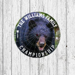 Custom Family Name Personalized Black Bear Photo Dartboard<br><div class="desc">Add your family name,  and easily create your personalized family name dartboard. Click the PERSONALIZE button to change the text colour.</div>