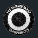 Custom Family Name Personalized Black Dartboard<br><div class="desc">Custom Family Name Personalized Black Dartboard Add a family name, and easily create your personalized family name dartboard. Click CUSTOMIZE to change the text colour or board colours. You can TRANSFER this DESIGN on other Zazzle products and adjust it to fit most of the Zazzle items. Standard Studio designs are...</div>