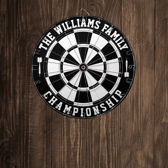Custom Family Name Personalized Black White Dartboard (Creator Uploaded)
