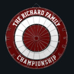 Custom Family Name Personalized Dark Red Dartboard<br><div class="desc">Custom Family Name Personalized Dark Red Dartboard Add a family name, and easily create your personalized family name dartboard. Click CUSTOMIZE to change the text colour or board colours. You can TRANSFER this DESIGN on other Zazzle products and adjust it to fit most of the Zazzle items. Standard Studio designs...</div>