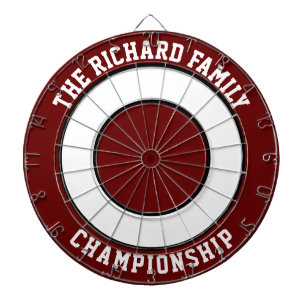 Custom Family Name Personalized Dark Red Dartboard
