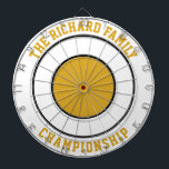 Custom Family Name Personalized Dartboard<br><div class="desc">Custom Family Name Personalized Dartboard Add a family name, and easily create your personalized family name dartboard. Click CUSTOMIZE to change the text colour or board colours. You can TRANSFER this DESIGN on other Zazzle products and adjust it to fit most of the Zazzle items. Standard Studio designs are made...</div>