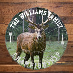 Custom Family Name Personalized Deer Photo Dartboard<br><div class="desc">Add your family name,  and easily create your personalized family name dartboard. Click the PERSONALIZE button to change the text colour.</div>