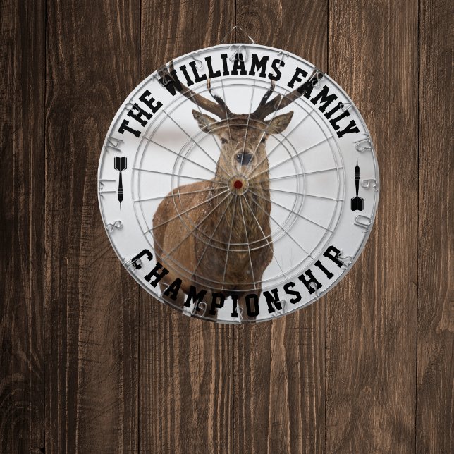 Custom Family Name Personalized Deer Photo Dartboard (Creator Uploaded)