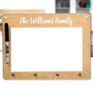 Custom Family Name Personalized Dry Erase Board With Keychain Holder