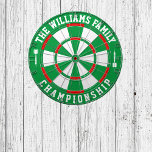 Custom Family Name Personalized Green White Dartboard<br><div class="desc">Add your family name,  and easily create your personalized family name dartboard. Click the PERSONALIZE button to change the text colour or board colours.</div>