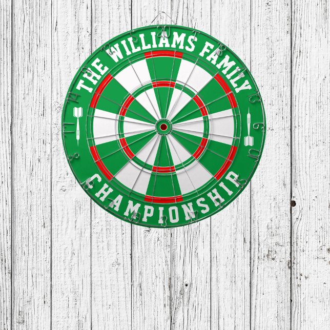 Custom Family Name Personalized Green White Dartboard (Creator Uploaded)