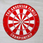 Custom Family Name Personalized Red Dartboard<br><div class="desc">Add a family name, and easily create your personalized family name dartboard. Click EDIT to change the text colour or board colours. You can TRANSFER this DESIGN on other Zazzle products and adjust it to fit most of the Zazzle items. Standard Studio designs are made in high-resolution graphics for professional...</div>