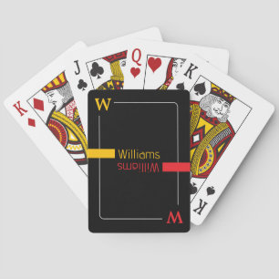 Custom family name - personalized red yellow black playing cards