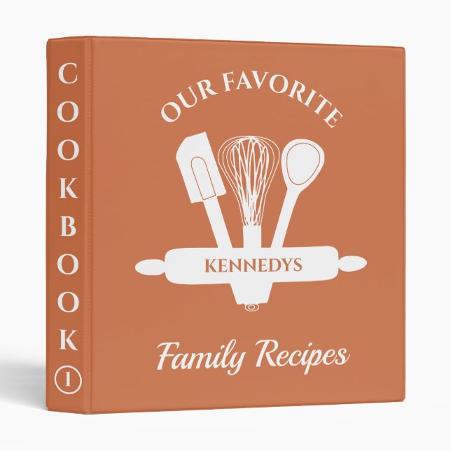 Custom Family Name Recipe Personalized Cookbook   Binder (Front/Spine)