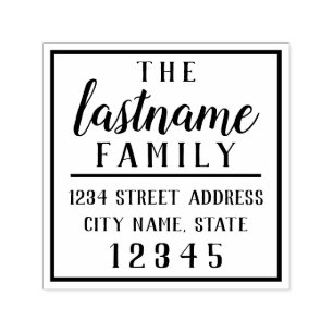 Custom Family Name & Return Address - calligraphy Self-inking Stamp