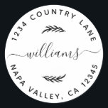 Custom Family Name Return Address Classic Round Sticker<br><div class="desc">Elegant Family Name Return Address Classic Round Sticker. For more advanced customization of this design,  Please click the "Customize" button above!</div>