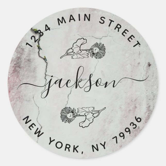 Custom Family Name Return Address Classic Round Sticker (Front)