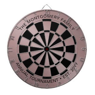 Custom Family Name Rose Gold Black Personalized Dartboard